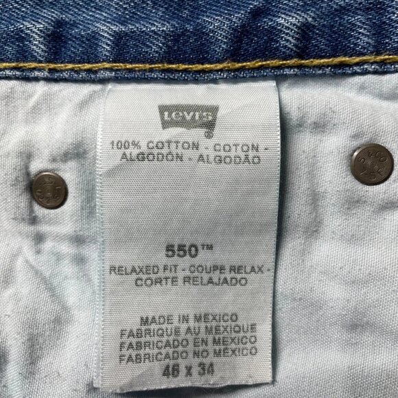 Levi's 550 Mens Denim Blue High Rise Relaxed Fit Straight Jeans Size W46xL34 - Picture 5 of 11